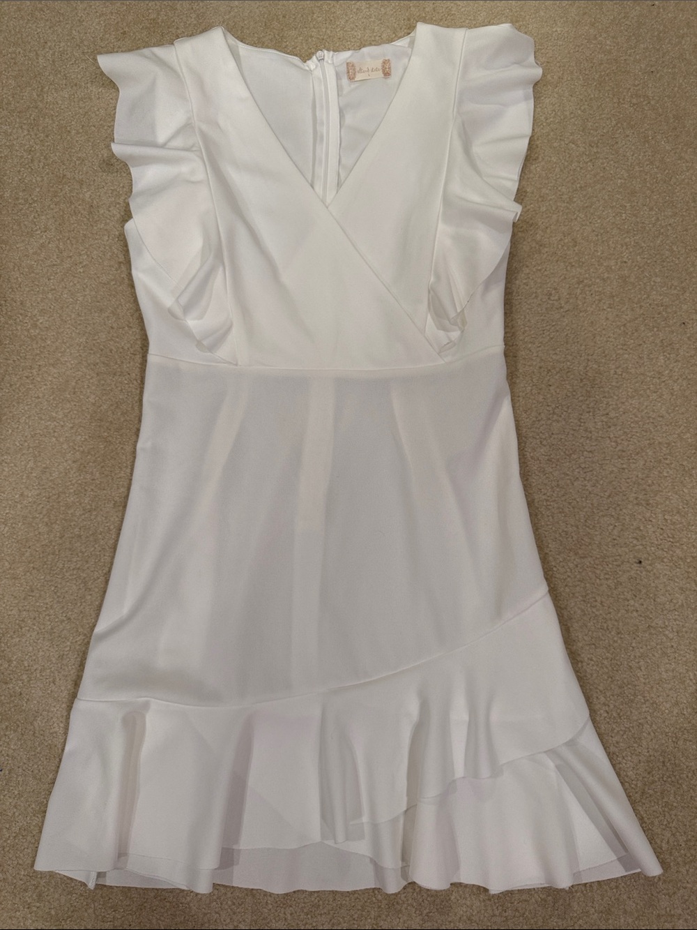 Altar'd State White Ruffle V-Neck Mini Dress